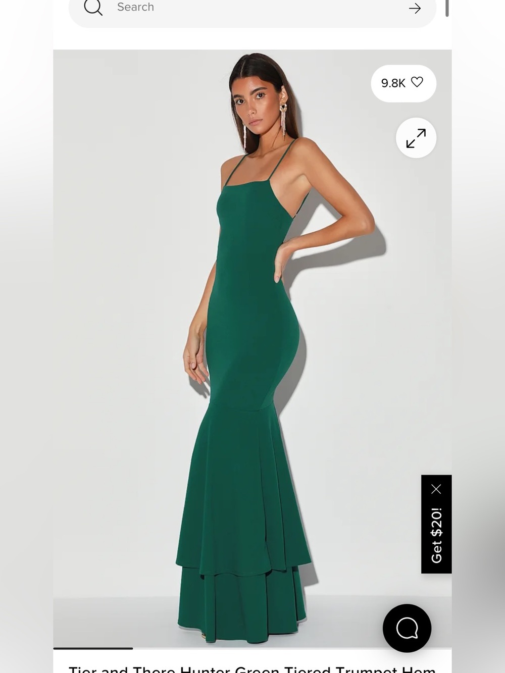 Lulu’s Hunter Green Spaghetti-Strap Mermaid Gown
